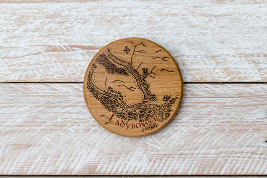 Ladybower Reservoir Round Wooden Coaster