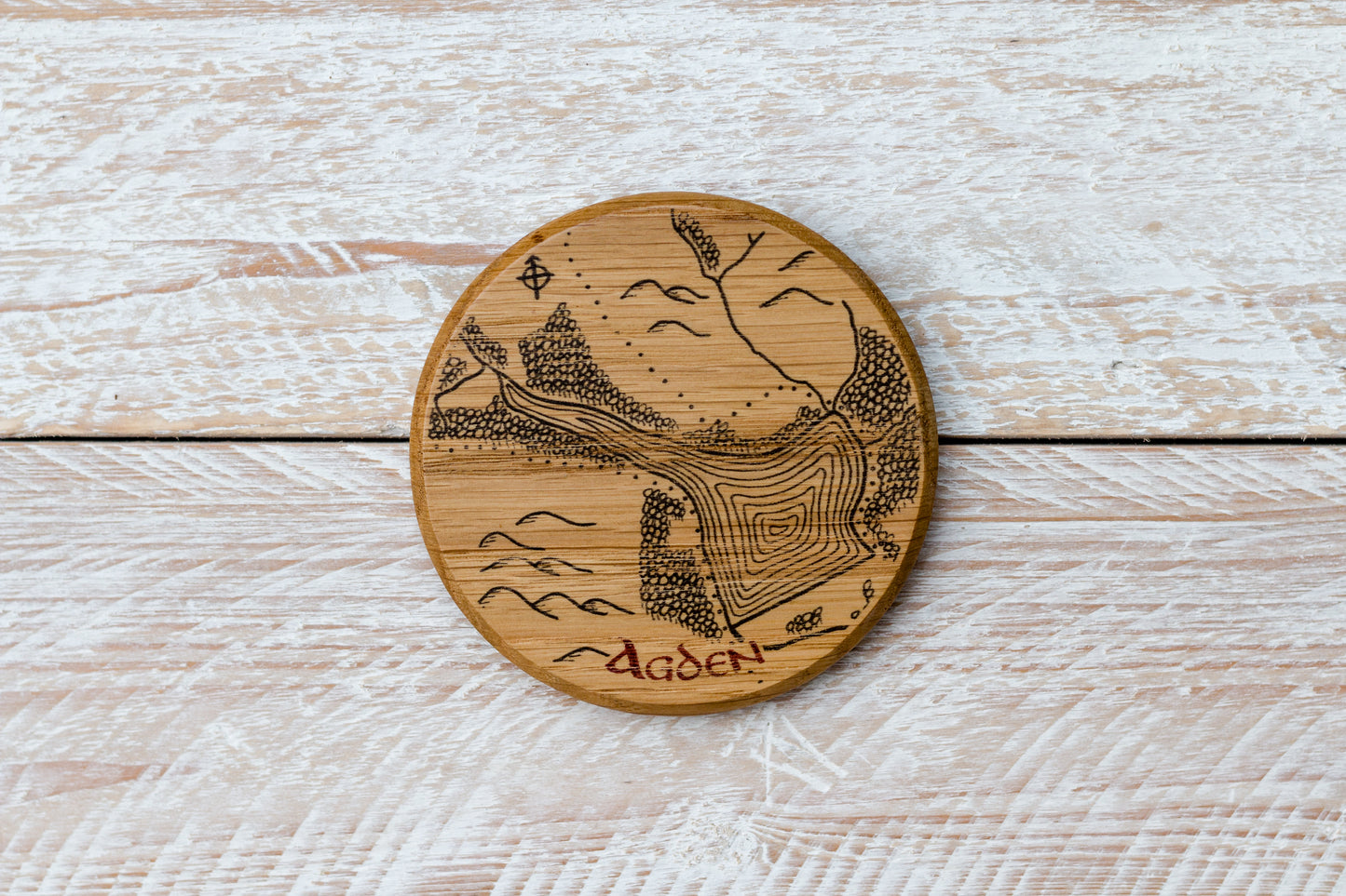 Agden Reservoir Round Wooden Coaster