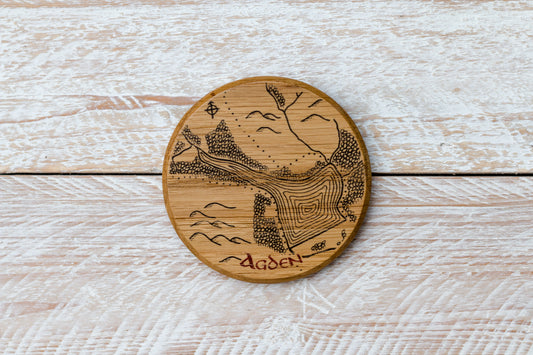 Agden Reservoir Round Wooden Coaster
