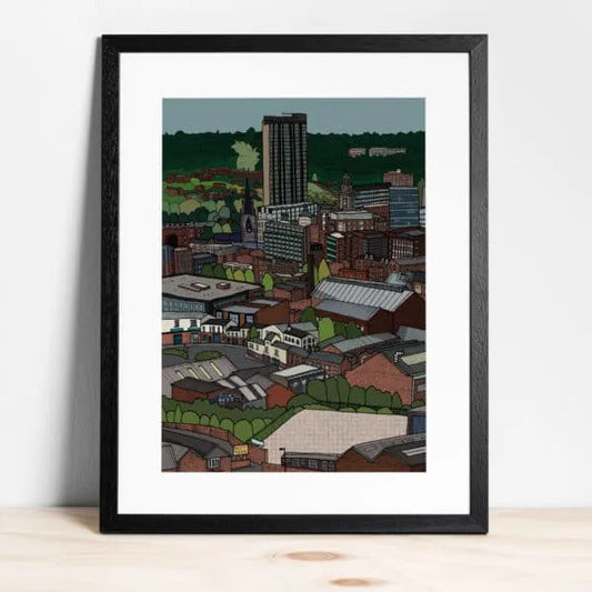 View Over Sheffield Print - A4